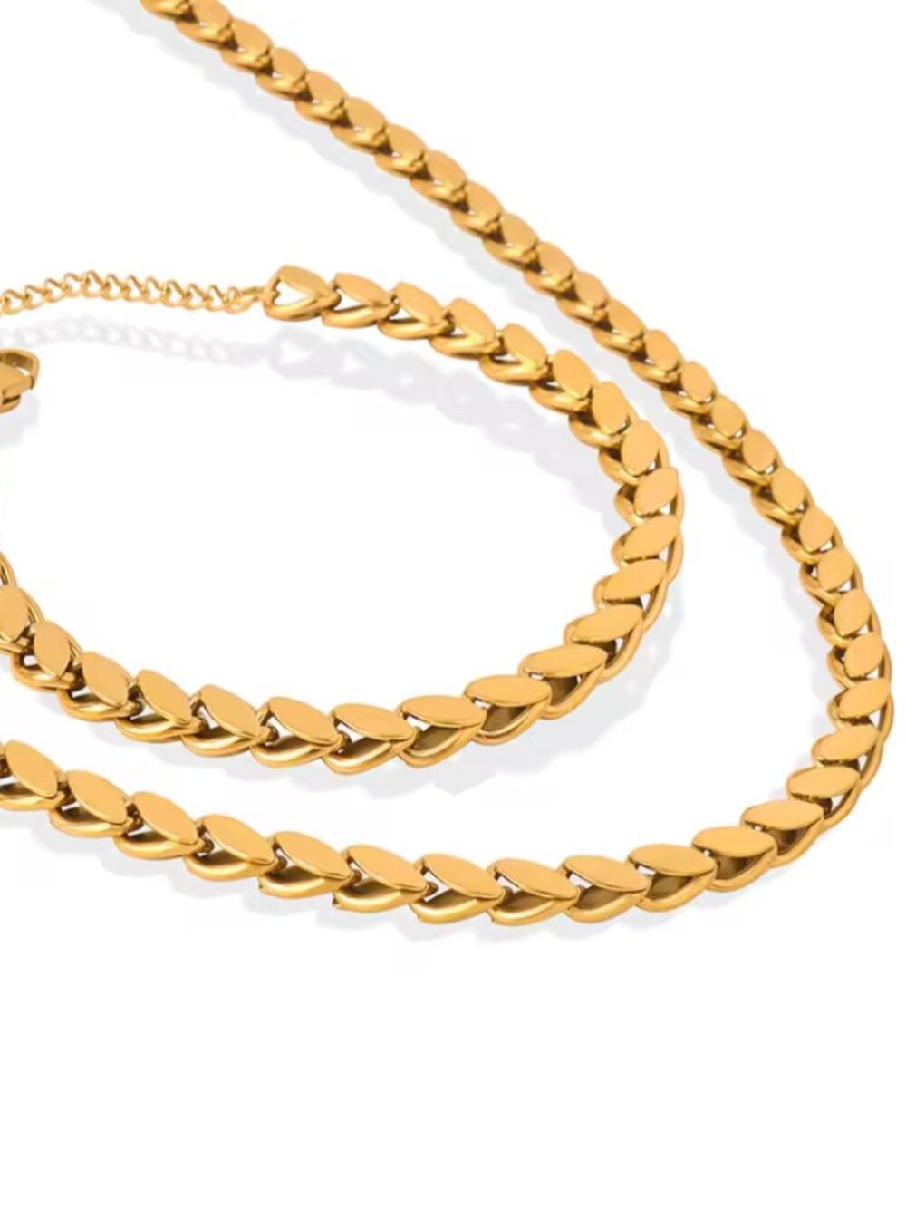 Luxury 18K Gold Plated Stainless Steel Chain Set Minimalist Necklace Bracelet